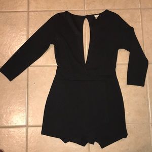 Deep V neck romper